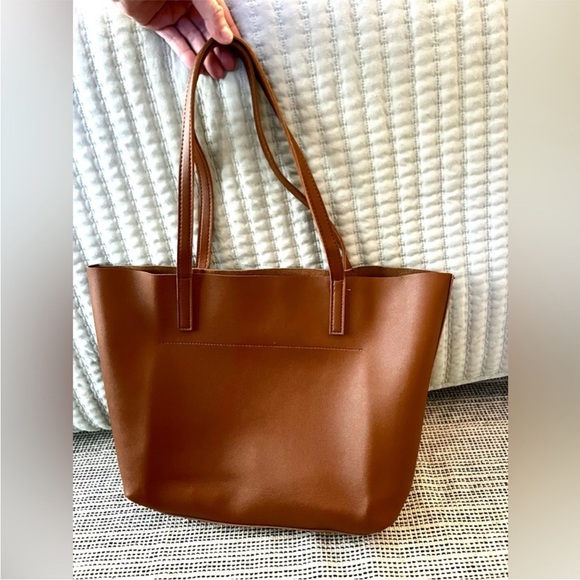 Henny + Lev Handbags - HENNY + LEV Cognac Brown Vegan Leather Everyday Laptop Tote Bag